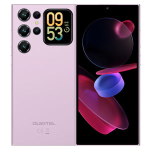 Oukitel C62 6.88-inch smartphone with 5150mAh battery, 4GB RAM 128GB storage, ultra-thin 9.5mm body in pink color