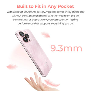 OUKITEL C3 smartphone with 9.3mm thickness and a 5000mAh battery, designed for lasting performance on the go.