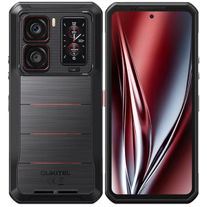 Oukitel WP300 gray 5G rugged phone with 6.8-inch display, 16000mAh battery, 108MP camera, Android 15, 12GB RAM and 512GB storage with NFC