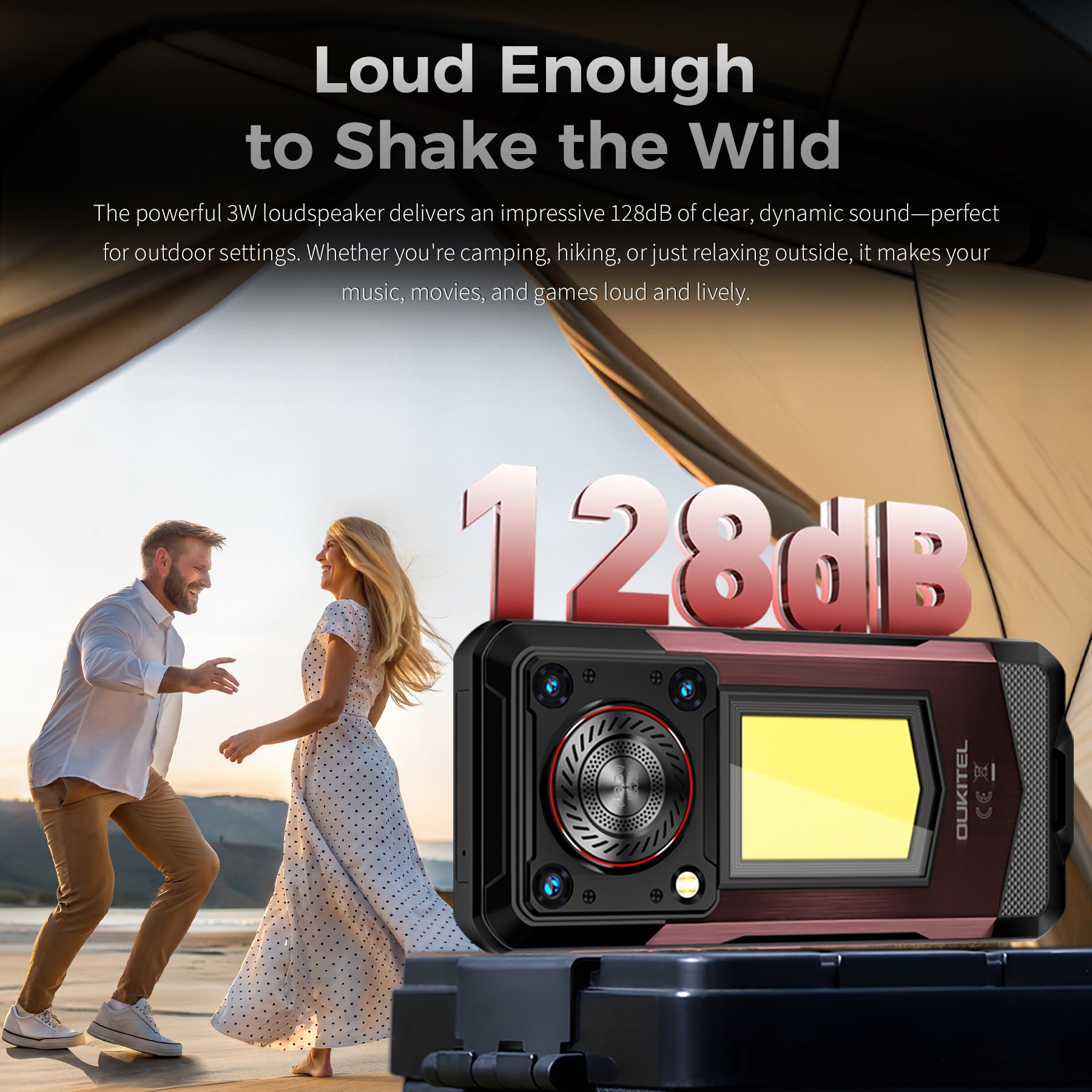 Oukitel WP56 5G rugged phone with a powerful 3W loudspeaker for clear, high-volume sound, perfect for music, games, and media