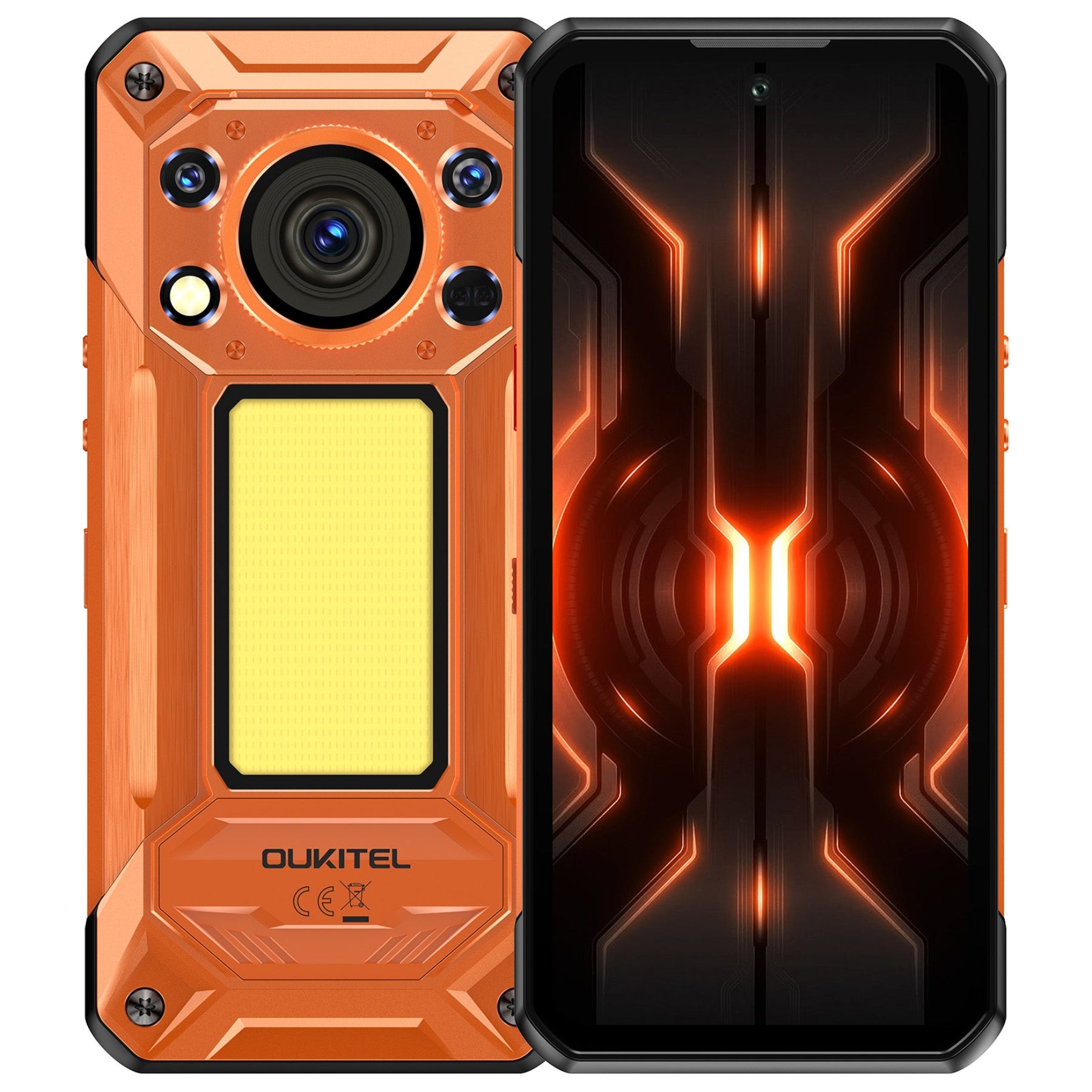 OUKITEL WP500 rugged smartphone with 10000mAh battery, 108MP AI camera, MediaTek Dimensity 8300 processor, 120Hz FHD+ display, Android 16, camping light and privacy kill switch